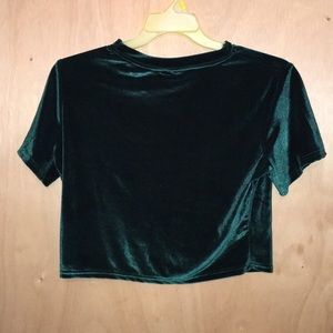 Green Velvet Crop Top